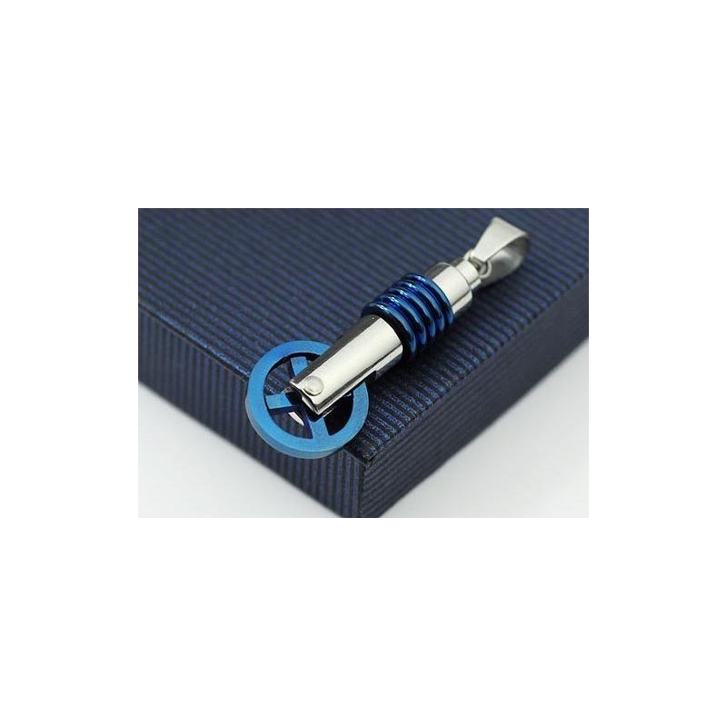Blauwe En Zilveren Eenwieler Titanium Hanger En Ketting Blauwe En Zilveren Eenwieler Titanium Hanger En Ketting