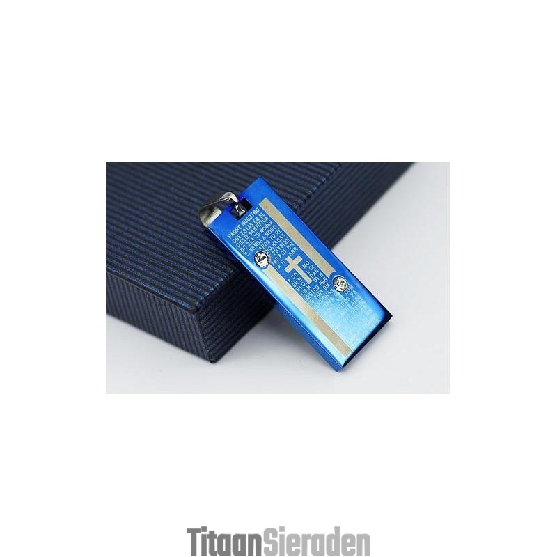 Mode Blauwe Kruis Bijbel Twee Sterren Titanium Hanger Ketting Mode Blauwe Kruis Bijbel Twee Sterren Titanium Hanger Ketting
