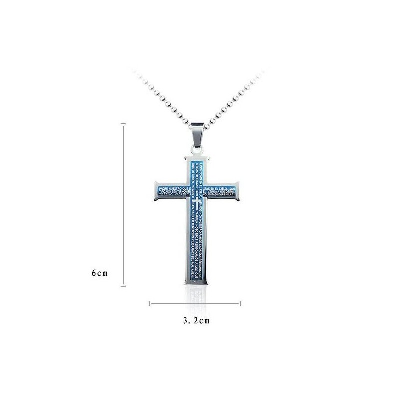 Bijbel Blauw En Zilveren Kruis Titanium Hanger En Ketting Bijbel Blauw En Zilveren Kruis Titanium Hanger En Ketting