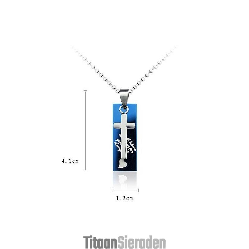 Liefdeshart Titanium Ketting Kruis Hanger Liefdeshart Titanium Ketting Kruis Hanger