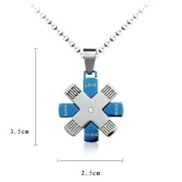 Love Hope Rudder Blauw En Zilver Titanium Hanger En Ketting