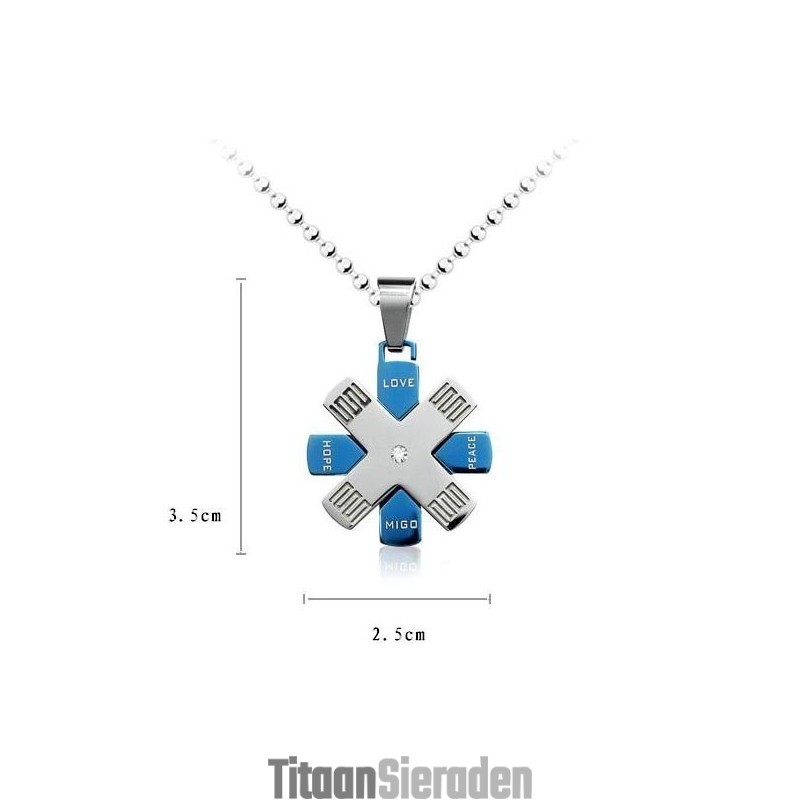 Love Hope Rudder Blauw En Zilver Titanium Hanger En Ketting Love Hope Rudder Blauw En Zilver Titanium Hanger En Ketting