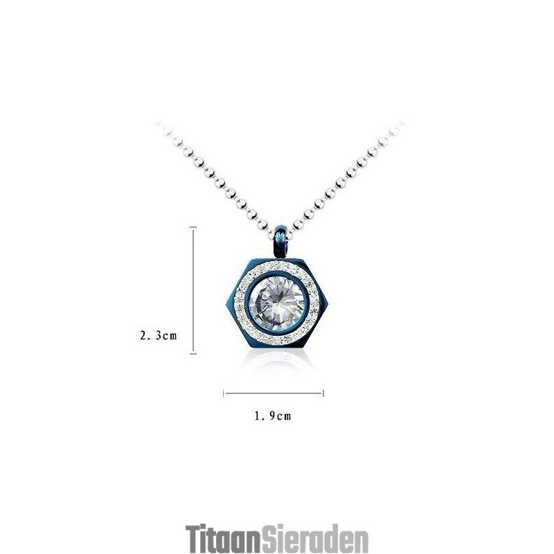 Hexagram Blauwe Hanger Van Puur Titanium En Diamant