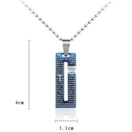 Mode Bijbelkruis Blauwe Titanium Ketting En Diamanten Hanger