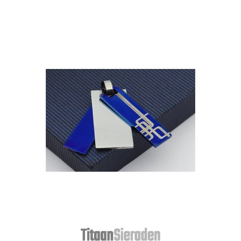 Man 3-Delige Patroon Puur Titanium Ketting Gratis Ketting