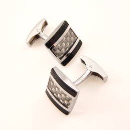 Manchetknopen Met Breipatroon Van Titanium En Koolstofvezel