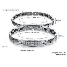 De Koningin Van De Kwaliteit, Gezondheid, Titanium Magneetarmband Voor Geliefden Met Diamant