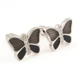 Vlinder Titanium Manchetknopen Met Diamanten