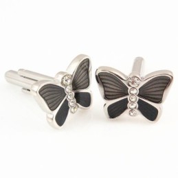 Vlinder Titanium Manchetknopen Met Diamanten