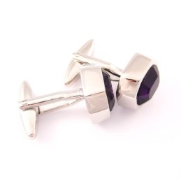 Mode Titanium Manchetknopen Met Mysterieuze Paarse Opaal