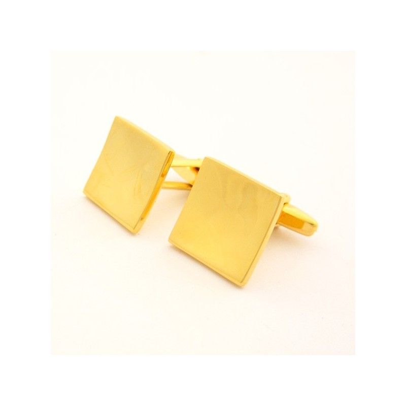 Titanium En Gouden Ip-Geplateerde Concave Vierkante Manchetknopen Titanium En Gouden Ip-Geplateerde Concave Vierkante Manchetknopen