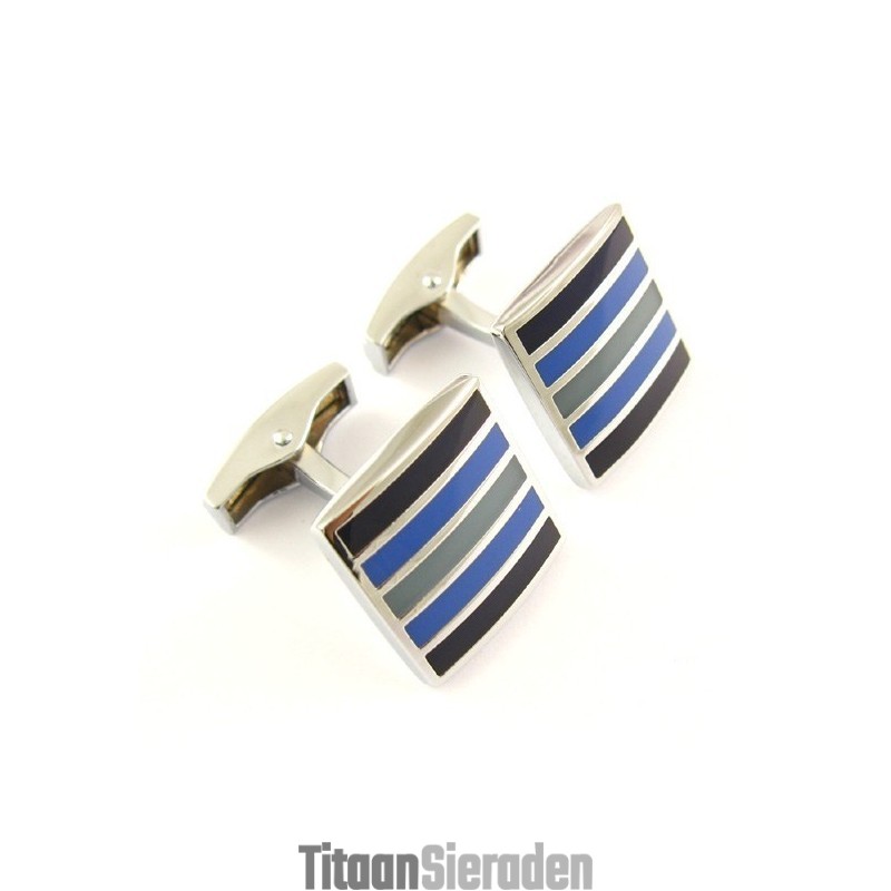 Titanium En Horizontale Strepen Vierkante Manchetknopen Titanium En Horizontale Strepen Vierkante Manchetknopen