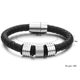 Hoogwaardige Zwarte Titanium Leren Armband