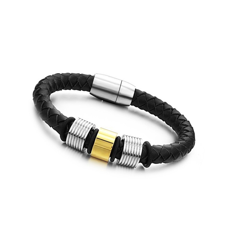 De Koningin Van De Kwaliteit Zwarte Titanium Leren Armband Voor Heren De Koningin Van De Kwaliteit Zwarte Titanium Leren Armband Voor Heren