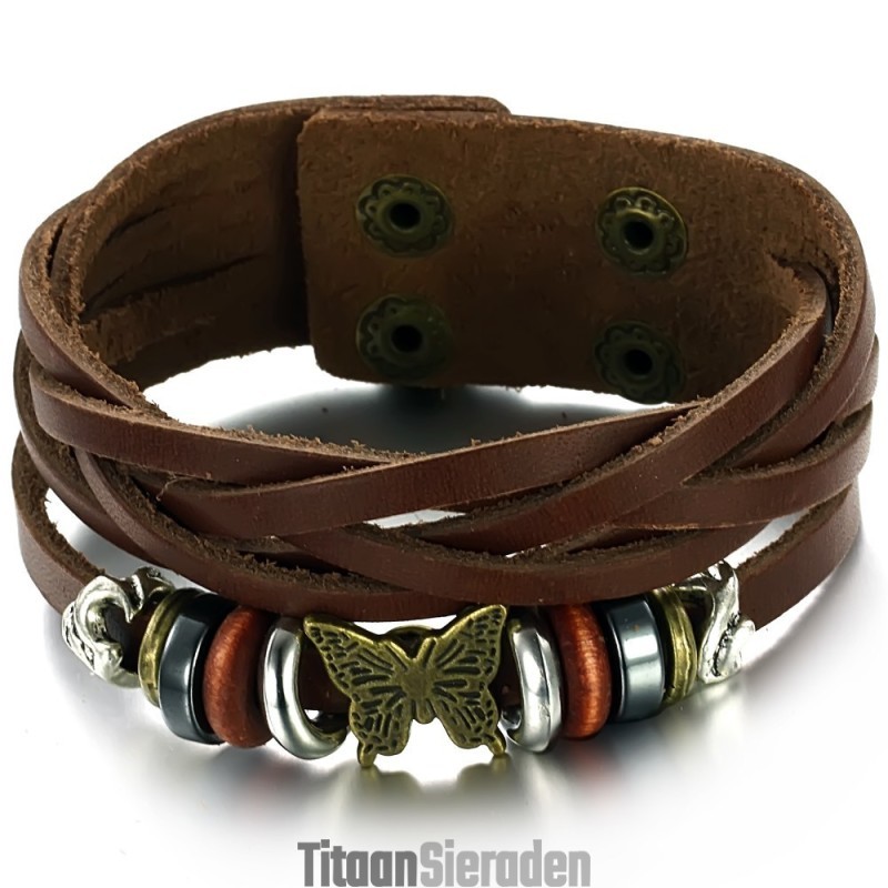 Hoogwaardige Vlindervormige Titanium Leren Armband Voor Dames Hoogwaardige Vlindervormige Titanium Leren Armband Voor Dames