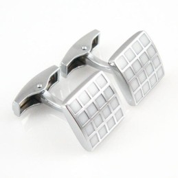 Titanium En Witte Ip-Geplateerde Vierkante Manchetknopen