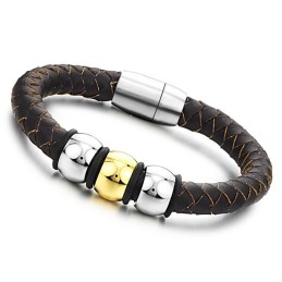 Om Te Genieten Van Een Hoge Reputatie In Binnen- En Buitenland: Bruine Titanium Leren Armband