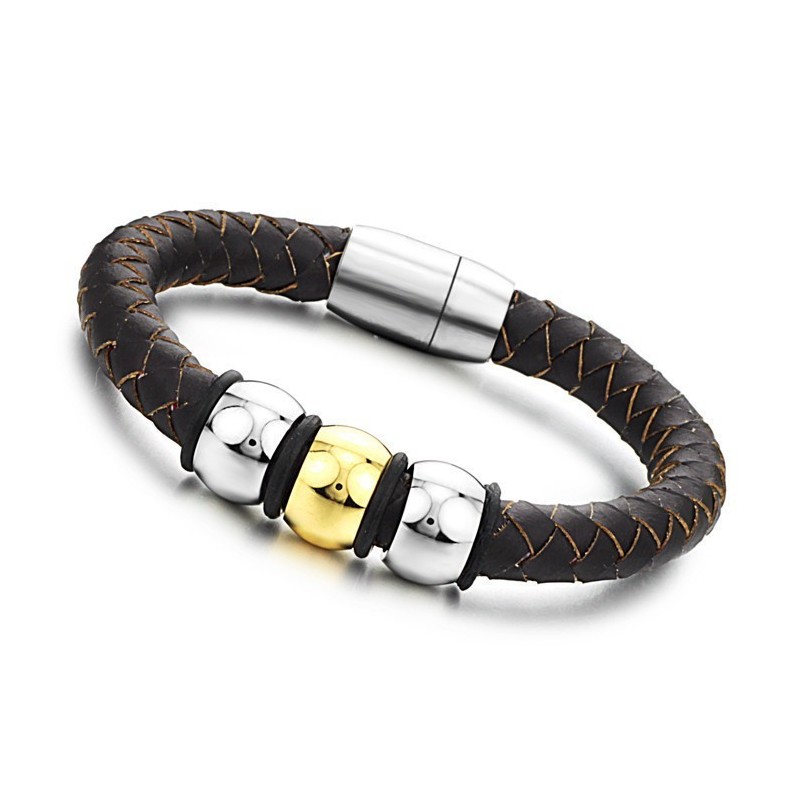 Om Te Genieten Van Een Hoge Reputatie In Binnen- En Buitenland: Bruine Titanium Leren Armband