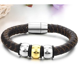 Om Te Genieten Van Een Hoge Reputatie In Binnen- En Buitenland: Bruine Titanium Leren Armband