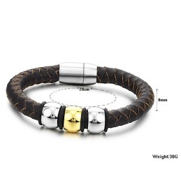 Om Te Genieten Van Een Hoge Reputatie In Binnen- En Buitenland: Bruine Titanium Leren Armband