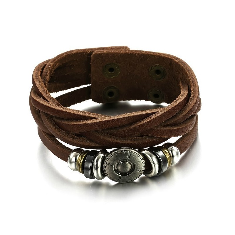 Goed Verkopend Over De Hele Wereld: Retro Titanium Leren Armband Voor Heren Goed Verkopend Over De Hele Wereld: Retro Titanium Leren Armband Voor Heren