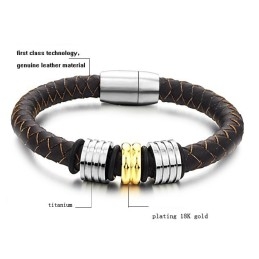 De Koningin Van De Hoogwaardige Bruine Titanium Leren Armband