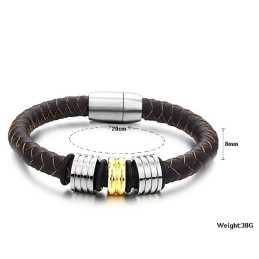 De Koningin Van De Hoogwaardige Bruine Titanium Leren Armband
