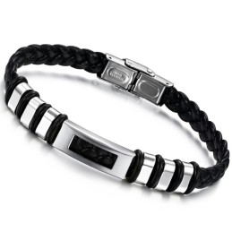 Gebruiksvriendelijke Mannelijke Titanium Leren Armband