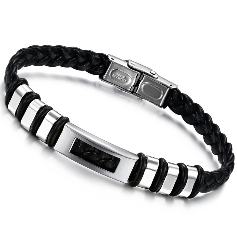 Gebruiksvriendelijke Mannelijke Titanium Leren Armband