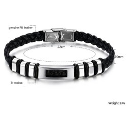 Gebruiksvriendelijke Mannelijke Titanium Leren Armband