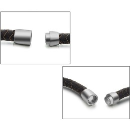 Brede Variaties Bruine Titanium Leren Armband