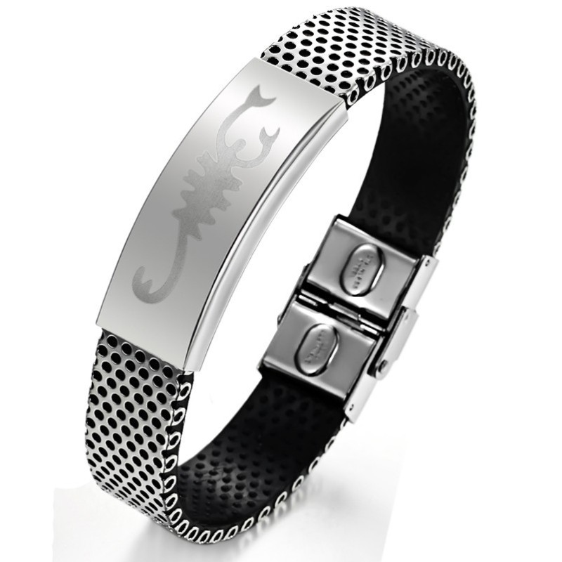 Wereldwijd Bekende Scorpion Titanium Leren Armband Wereldwijd Bekende Scorpion Titanium Leren Armband