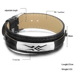 Stabiele Kwaliteit Zwarte Titanium Leren Armband