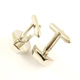 Titanium Achthoekige Manchetknopen Met Fonkelende Zirkonia