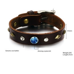 Duurzame Retro Titanium Leren Armband Met Strass
