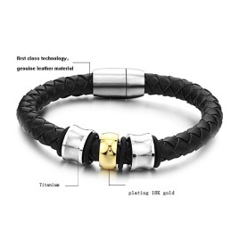 Betrouwbare Reputatie Ronde Titanium Leren Armband