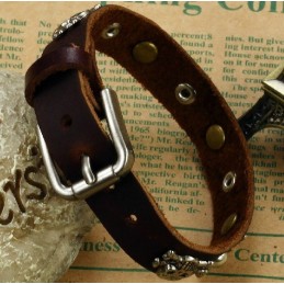 Stabiele Kwaliteit Heren Retro Titanium Leren Armband