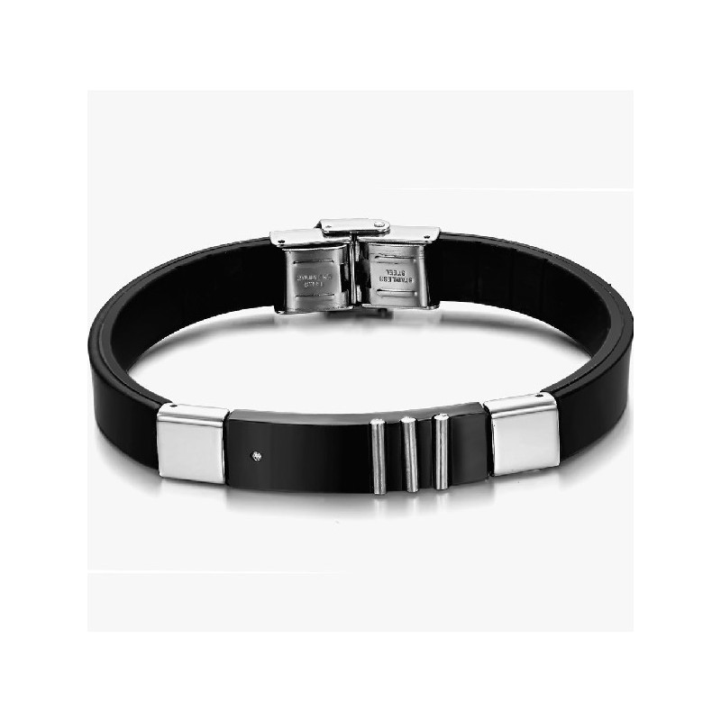 Duurzame Zwarte Titanium Leren Armband Duurzame Zwarte Titanium Leren Armband