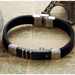 Duurzame Zwarte Titanium Leren Armband