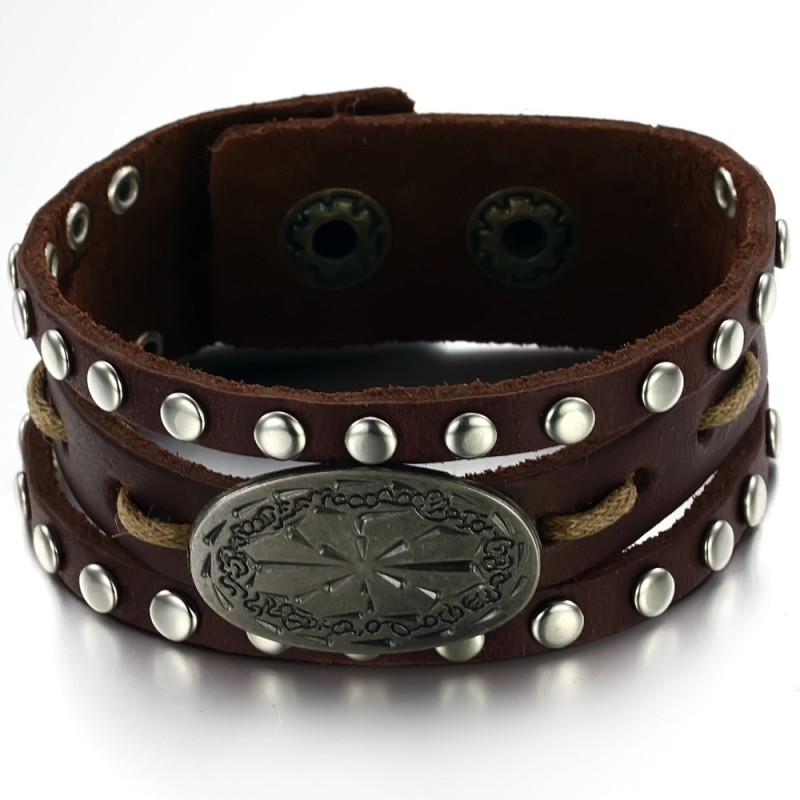 Kwaliteit En Kwantiteit Gegarandeerde Mannelijke Retro Titanium Leren Armband