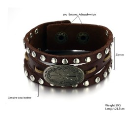 Kwaliteit En Kwantiteit Gegarandeerde Mannelijke Retro Titanium Leren Armband