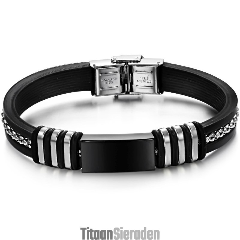 Duurzame Zwarte Titanium Siliconen Armband Duurzame Zwarte Titanium Siliconen Armband