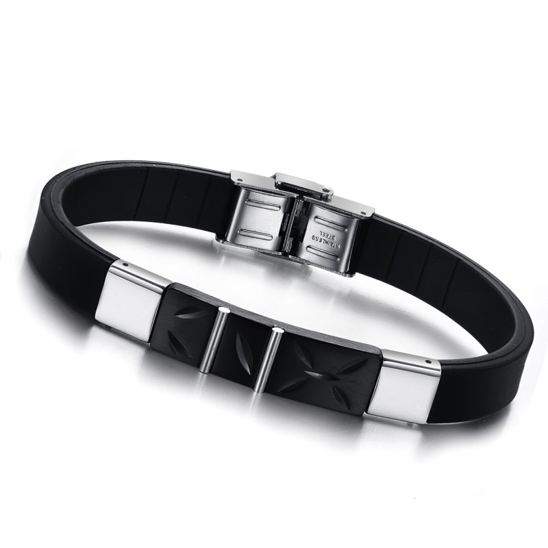 De Koningin Van De Kwaliteit Zwarte Titanium Siliconen Armband De Koningin Van De Kwaliteit Zwarte Titanium Siliconen Armband