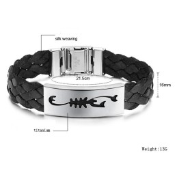 Gebruiksvriendelijke Mannelijke Schorpioen Titanium Leren Armband