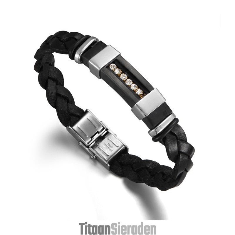 Betrouwbare Reputatie Heren Zwarte Titanium Leren Armband Betrouwbare Reputatie Heren Zwarte Titanium Leren Armband
