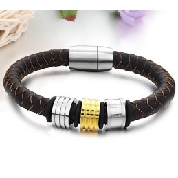 Kwaliteit En Kwantiteit Gegarandeerde Mannelijke Bruine Titanium Leren Armband