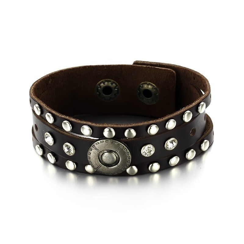 Uitstekende Kwaliteit Heren Retro Titanium Leren Armband