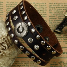 Uitstekende Kwaliteit Heren Retro Titanium Leren Armband
