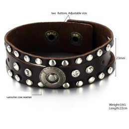 Uitstekende Kwaliteit Heren Retro Titanium Leren Armband