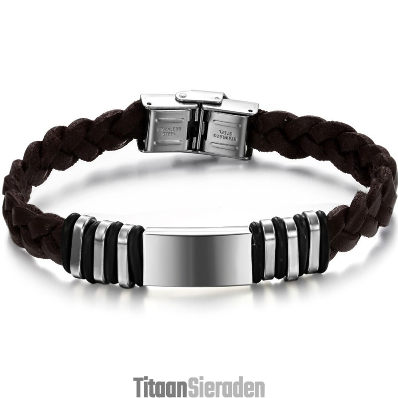 Betrouwbare Kwaliteit Bruine Titanium Leren Armband Betrouwbare Kwaliteit Bruine Titanium Leren Armband